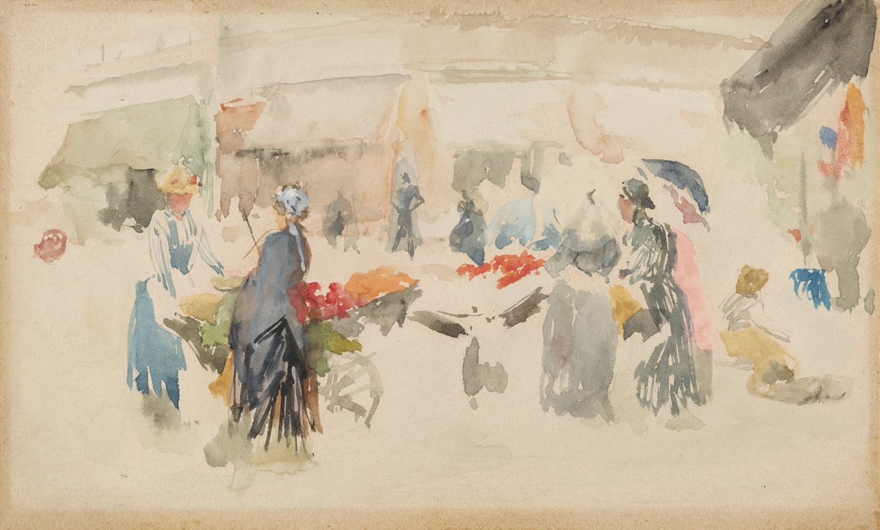 Blomstermarked: Dieppe, 1885. af James Abbott McNeill Whistler