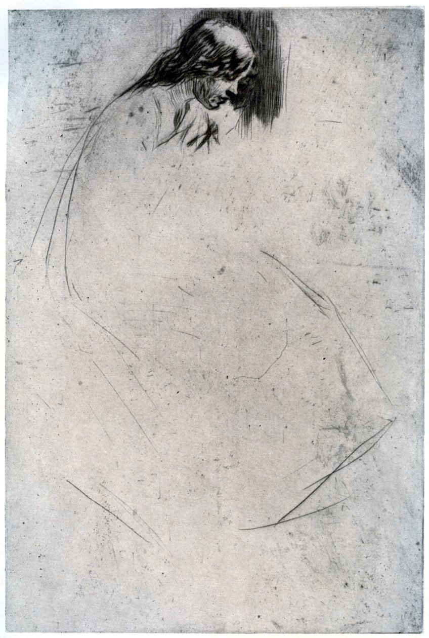 Fumettes bøjet hoved, c1859 1904. af James Abbott McNeill Whistler