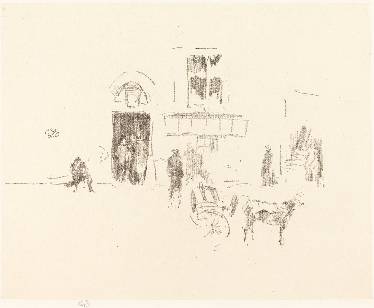 Gaiety Stage Door, 18791887. af James Abbott McNeill Whistler