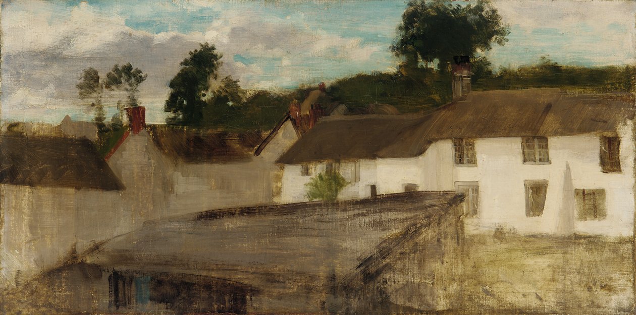 Grøn og sølv: Devonshire Cottages, 1883 eller 1884. af James Abbott McNeill Whistler