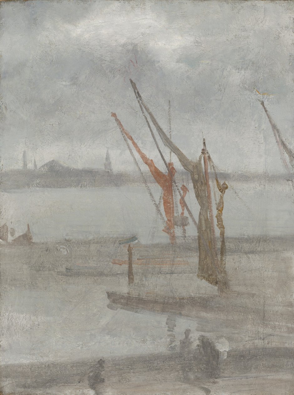 Grå og sølv: Chelsea Wharf, ca. 18641868. af James Abbott McNeill Whistler