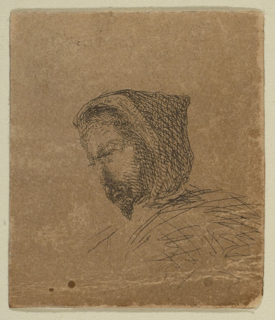 Hættet mandligt hoved fra skitser på kystundersøgelsespladen, 1854-55. af James Abbott McNeill Whistler