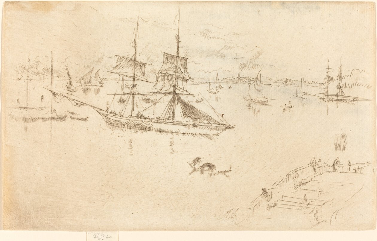 Lagune: middag, 18791880. af James Abbott McNeill Whistler