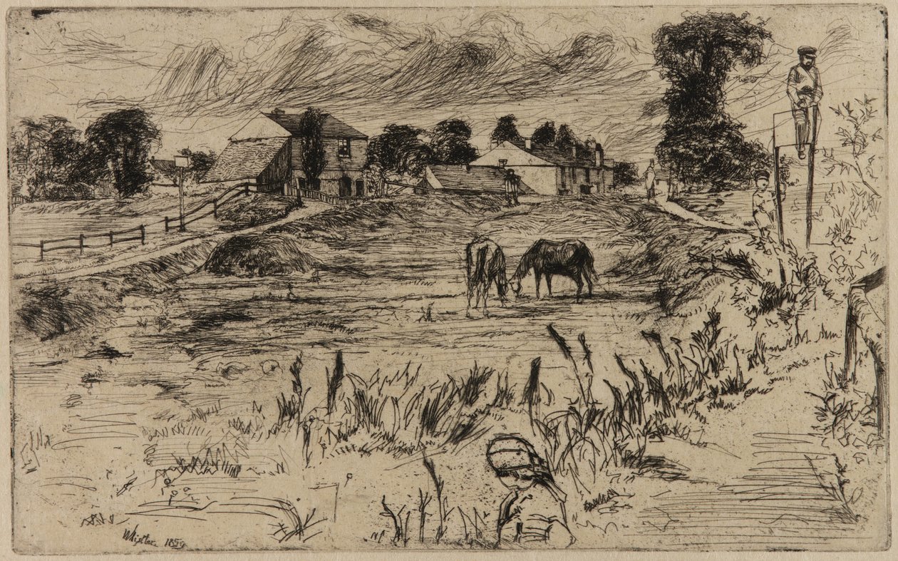 Landskab med heste, 1859. af James Abbott McNeill Whistler