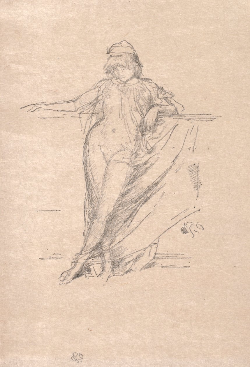 Lille draperet figur, lænet, 1894. af James Abbott McNeill Whistler