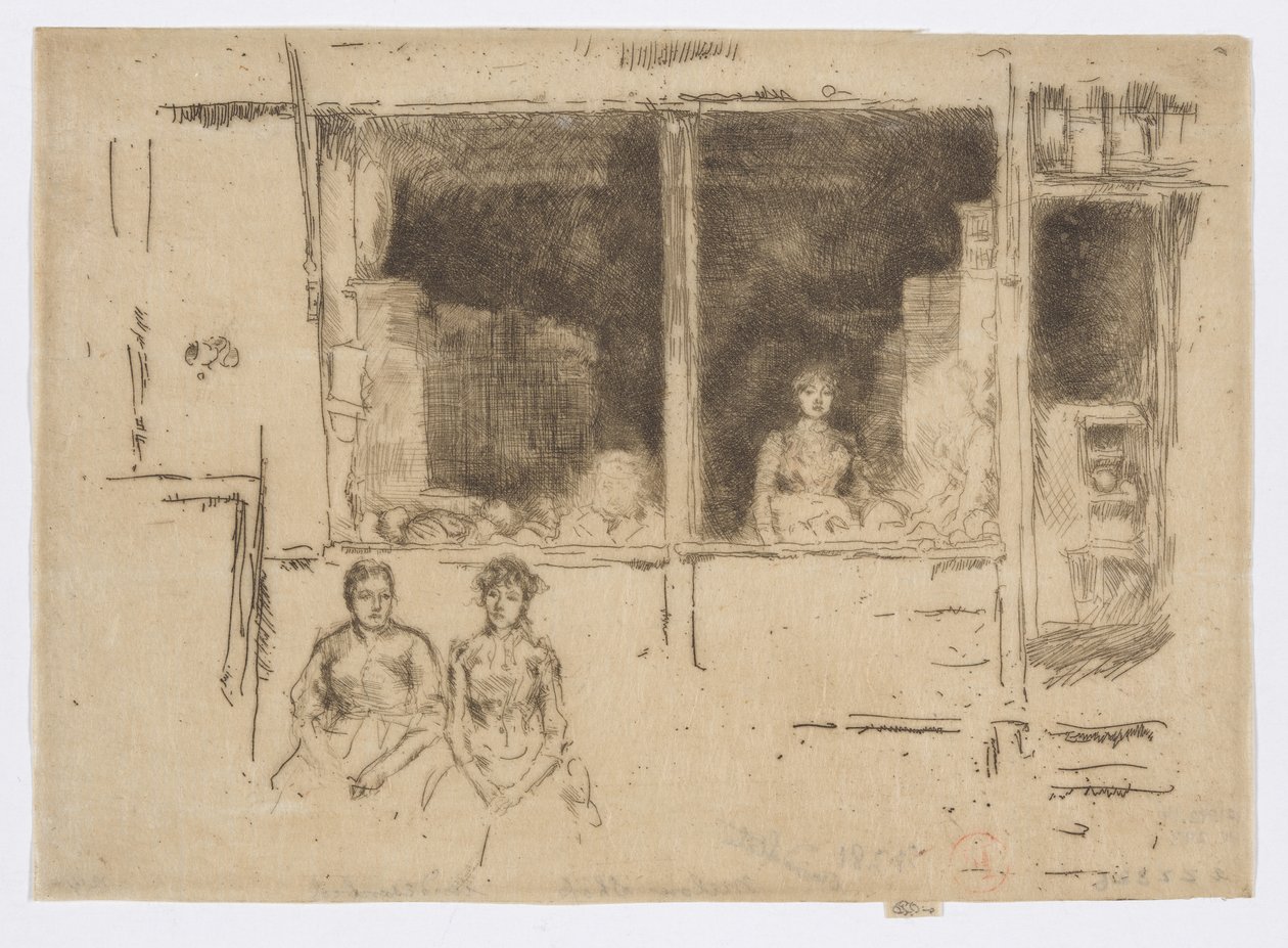 Melon Shop, Hounsditch, ca. 1886-88 (radering; blæk på papir) af James Abbott McNeill Whistler