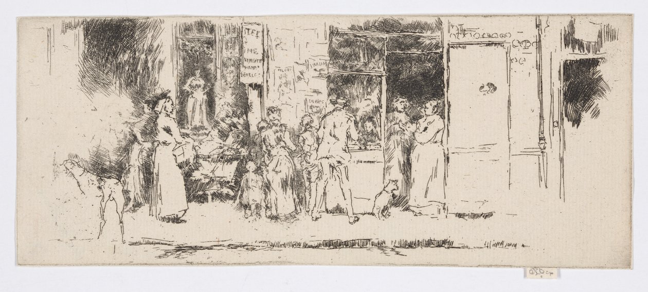 Avisbod, Rue de Seine, ca. 1892-93 (radering; blæk på papir) af James Abbott McNeill Whistler