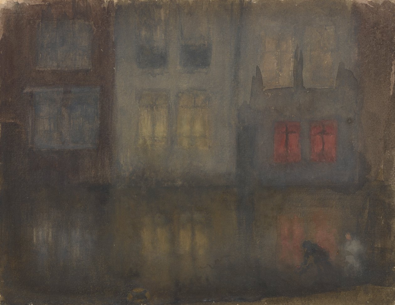 Nocturne: Black and RedBack Canal, Holland, 1882. af James Abbott McNeill Whistler