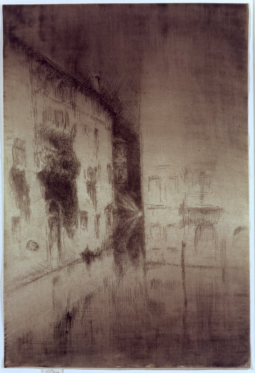 Nocturne: Palaces, 1879-80 (ætsning og tørnål på antikt lagt papir) af James Abbott McNeill Whistler