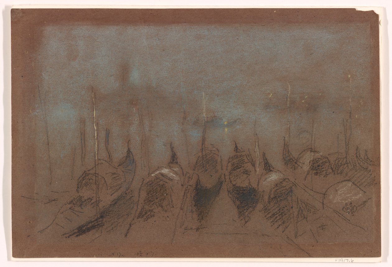 Nocturne, San Giorgio, 1880 (kridt på gråbrunt papir) af James Abbott McNeill Whistler