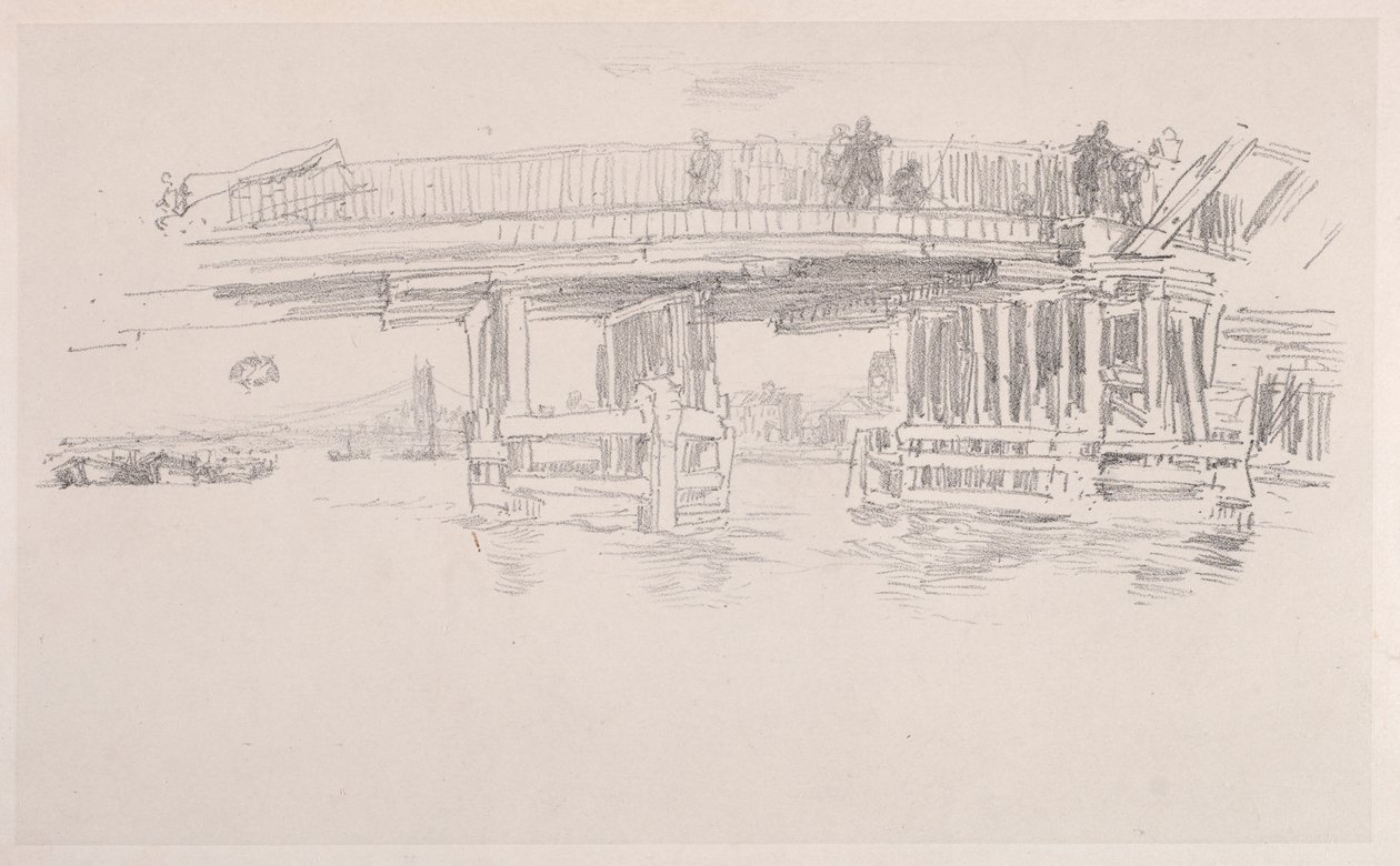Den gamle Battersea Bridge. af James Abbott McNeill Whistler