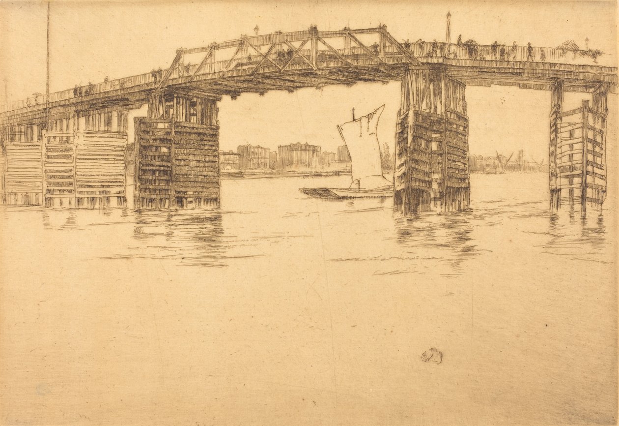 Old Battersea Bridge, 1879. af James Abbott McNeill Whistler