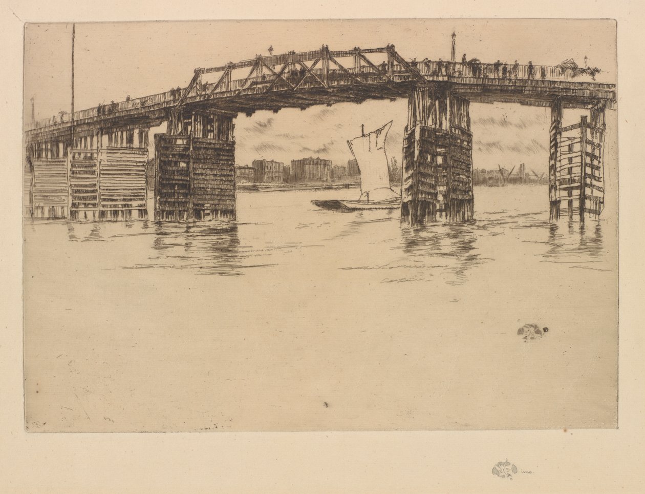 Old Battersea Bridge, 1879. af James Abbott McNeill Whistler