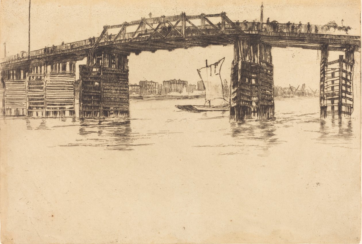 Old Battersea Bridge, 1879. af James Abbott McNeill Whistler