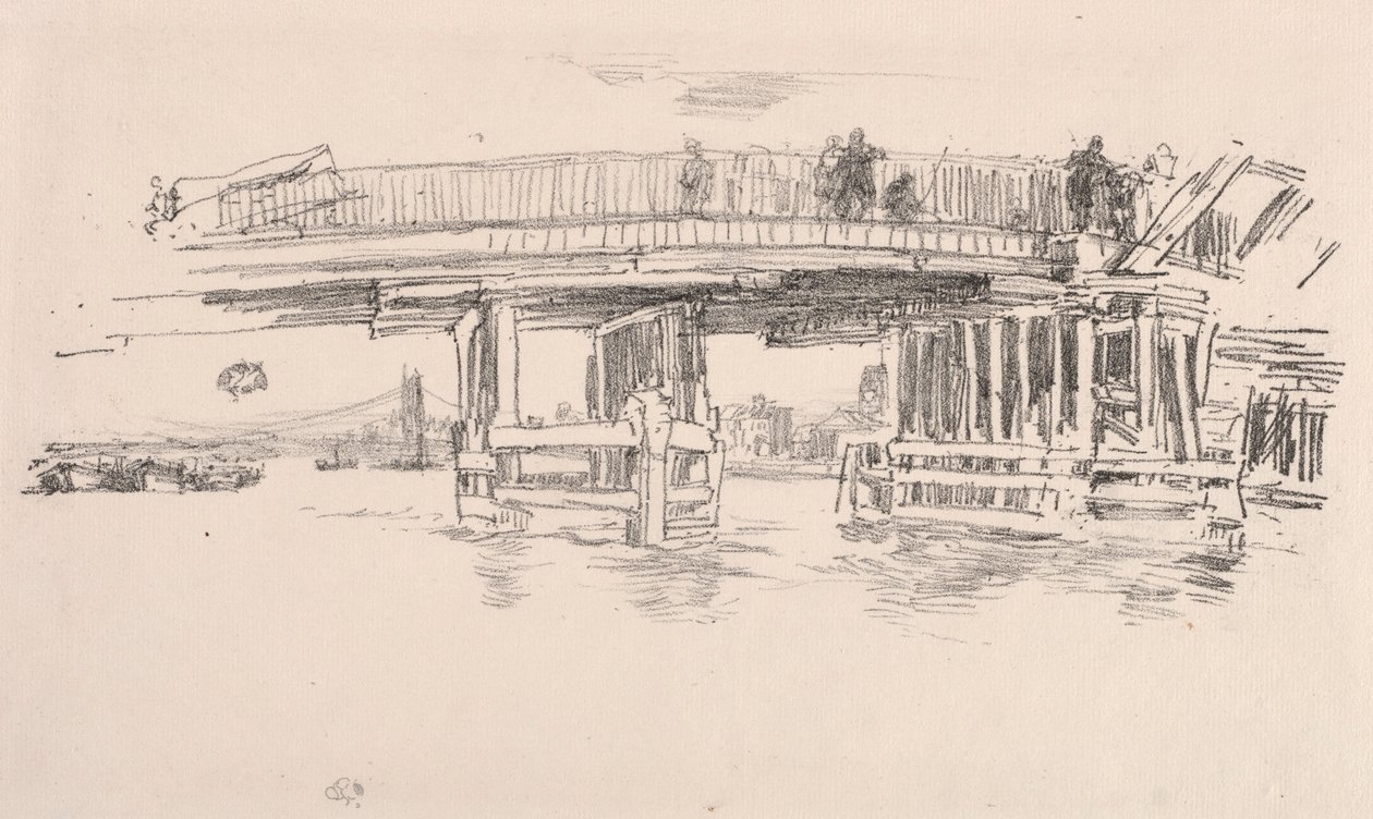 Old Battersea Bridge, 1879. af James Abbott McNeill Whistler