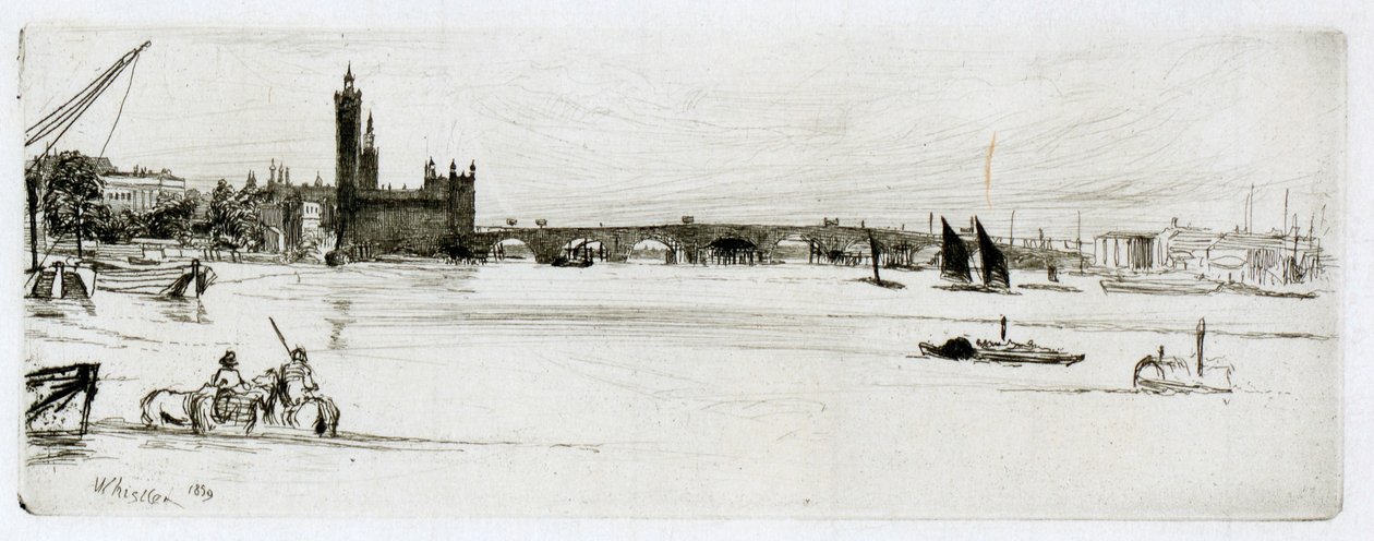 Old Westminster Bridge af James Abbott McNeill Whistler