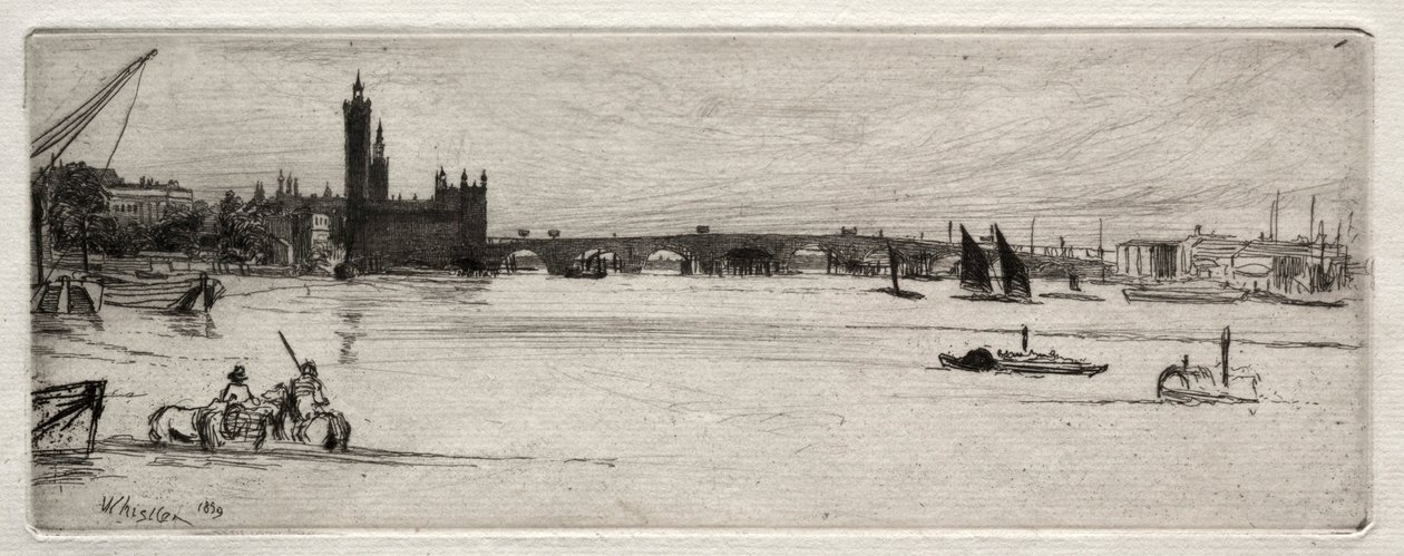 Old Westminster Bridge, 1871. af James Abbott McNeill Whistler