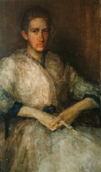 Portræt af Ellen Sturgis Hooper, ca. 1890 (olie på træpanel) (se også 419724) af James Abbott McNeill Whistler