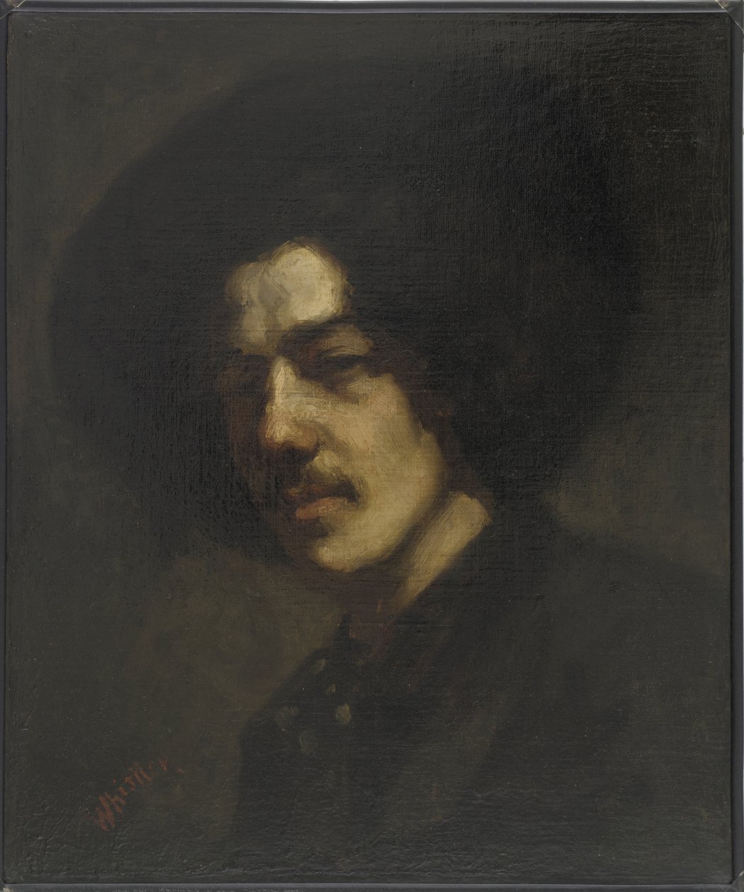 Portræt af Whistler med hat, 1857-59 af James Abbott McNeill Whistler