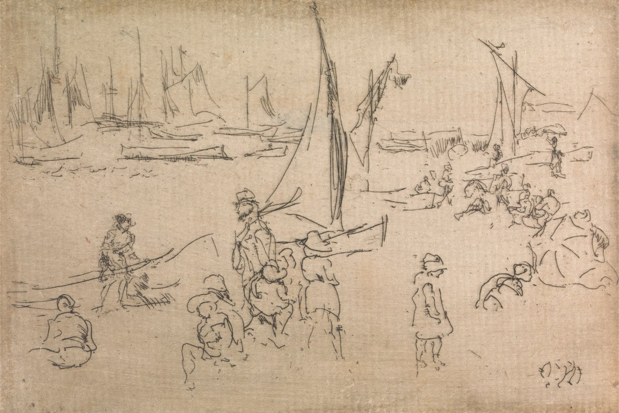 Portsmouth Children, fra et sæt på tolv raderinger med titlen The Naval Review, 1887 af James Abbott McNeill Whistler