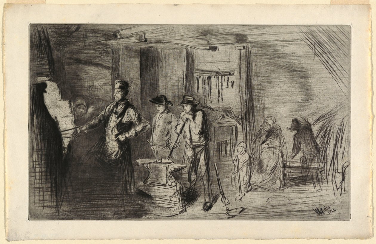 Print, The Forge, fra serien Etchings on the Thames og andre emner, 1861 af James Abbott McNeill Whistler