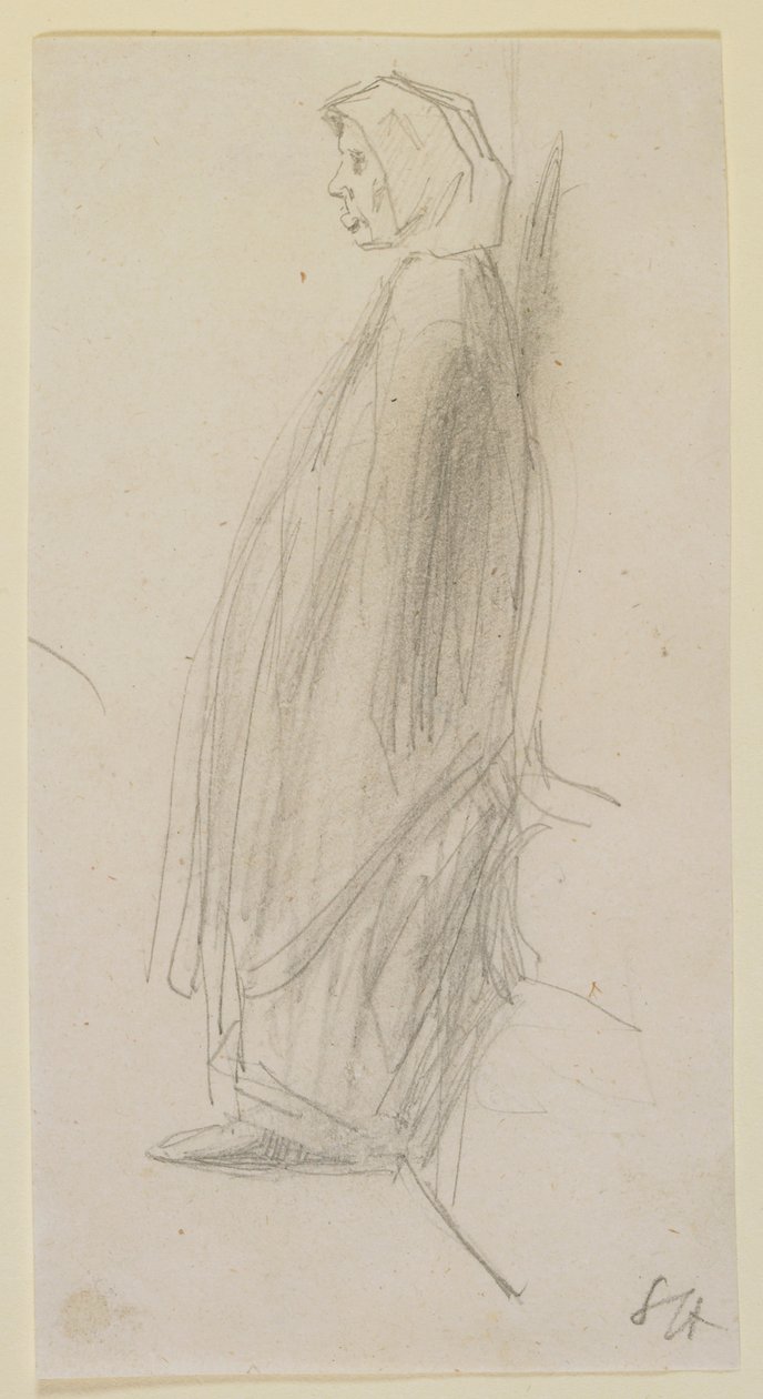 Profilskitse af en gammel kvinde stående, 1858. af James Abbott McNeill Whistler
