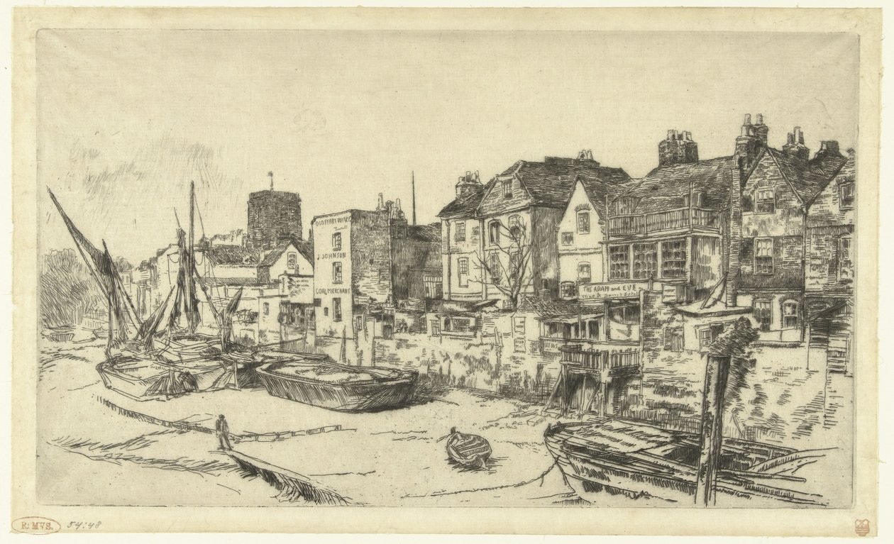 Pub på bredden af ​​Themsen Adam og Eva af James Abbott McNeill Whistler