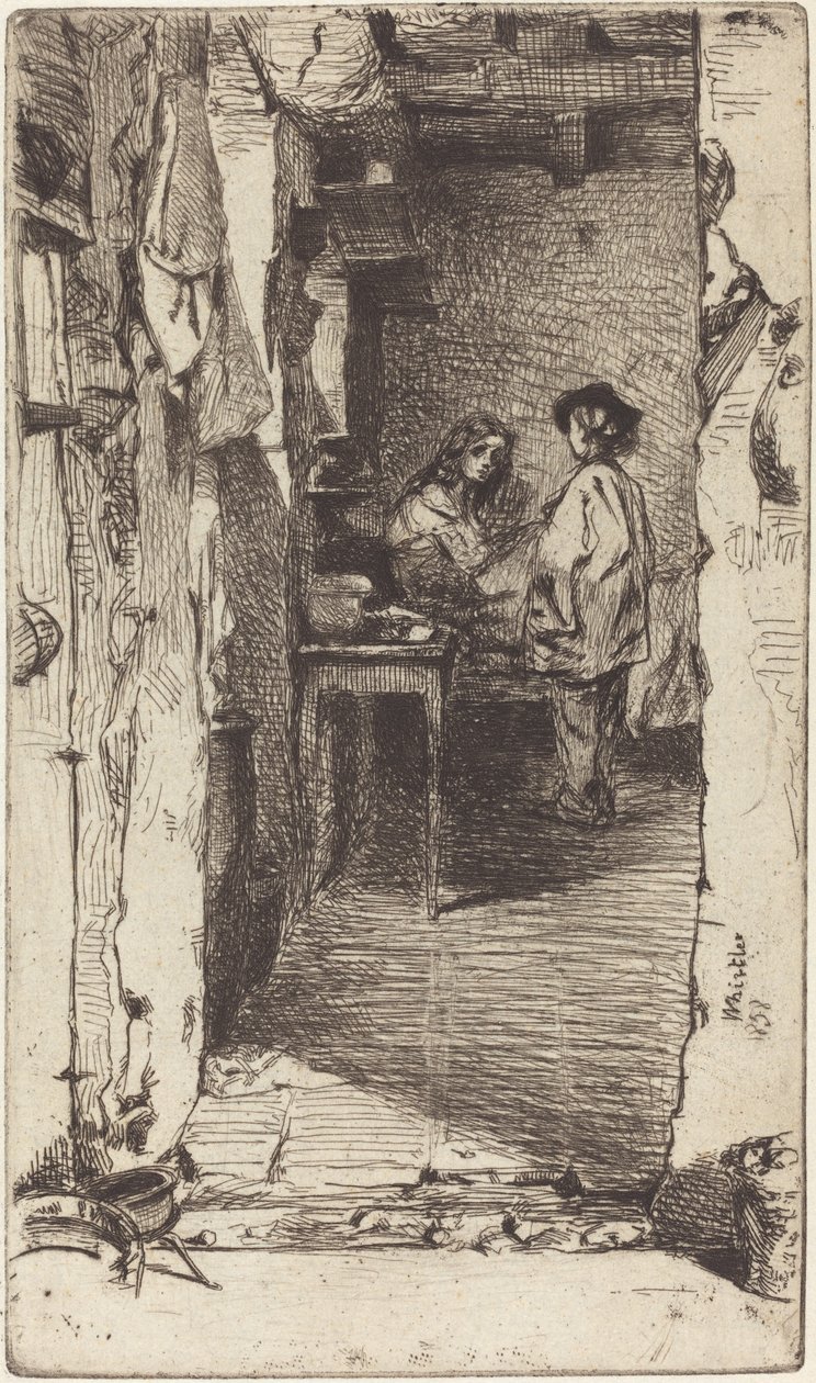 Rag Pickers, Mouffetard Quarter, Paris, 1858. af James Abbott McNeill Whistler