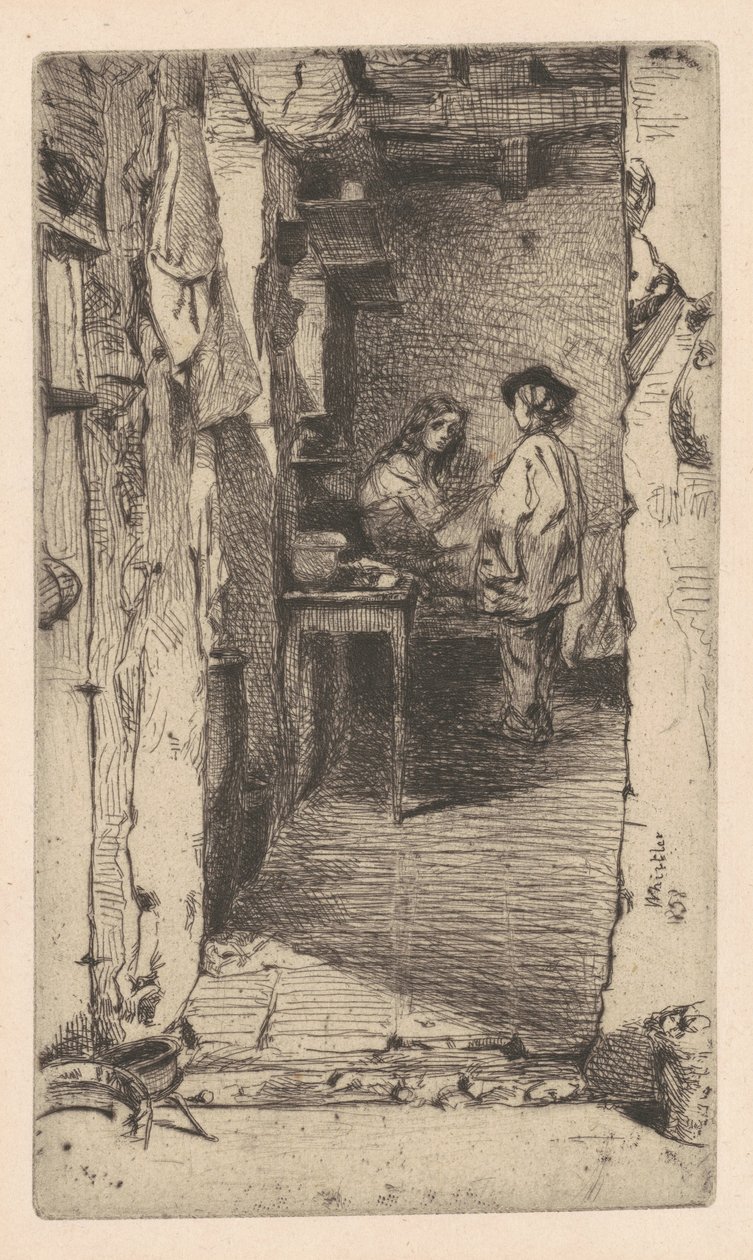 Rag Pickers, Mouffetard Quarter, Paris, 1858. af James Abbott McNeill Whistler