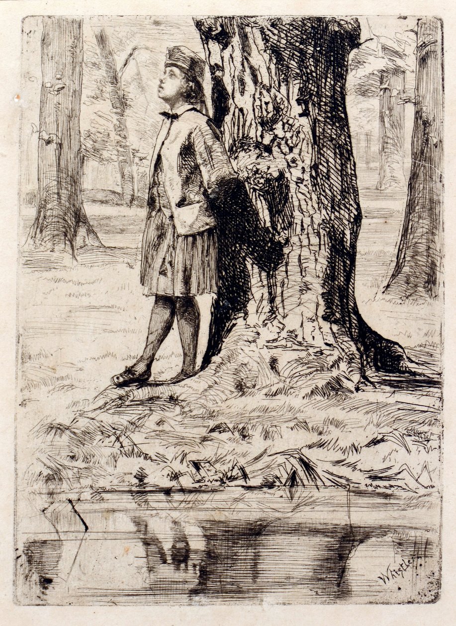 Seymour står under et træ af James Abbott McNeill Whistler