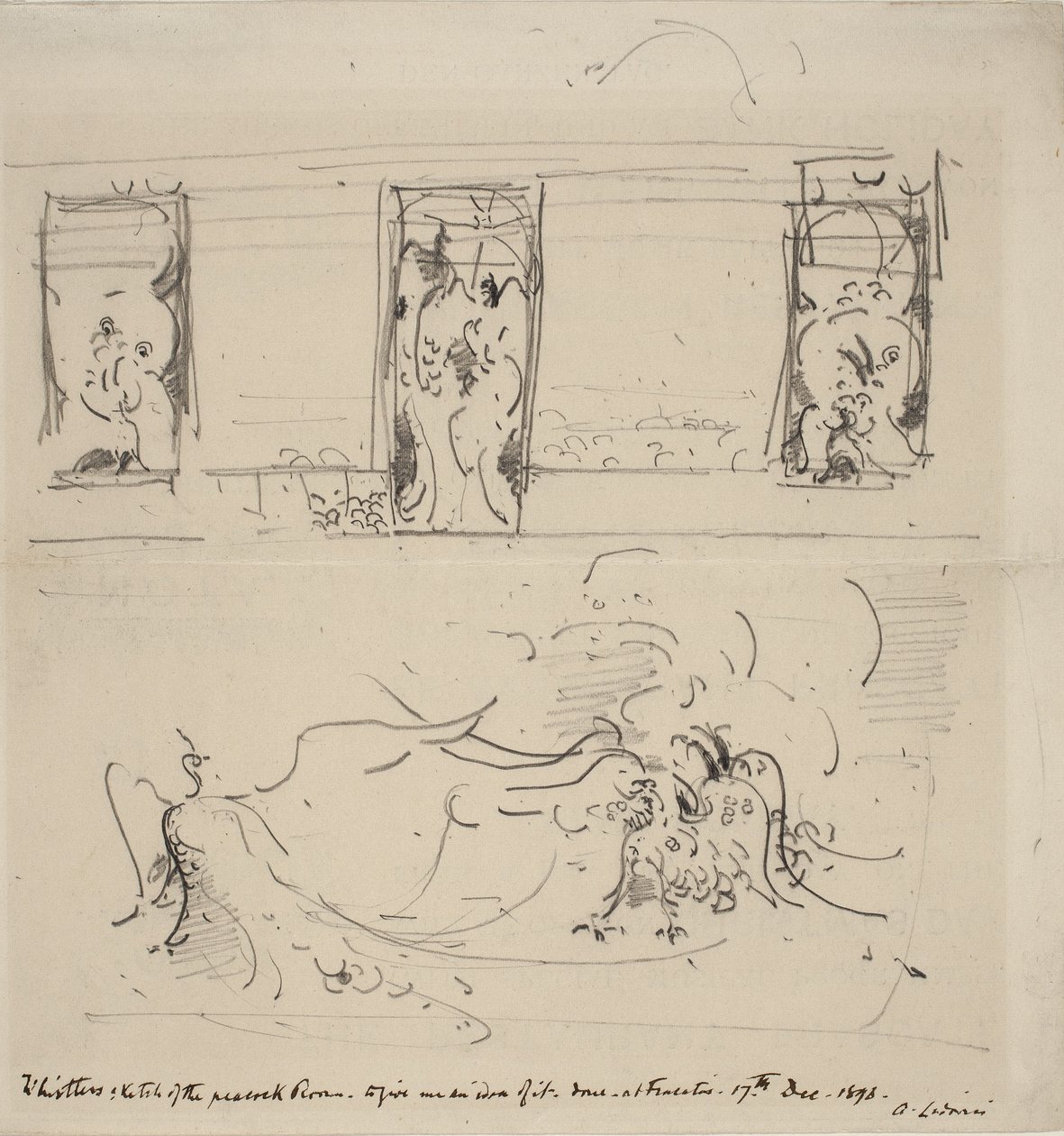 Skitse af påfuglerummet, 1898 af James Abbott McNeill Whistler