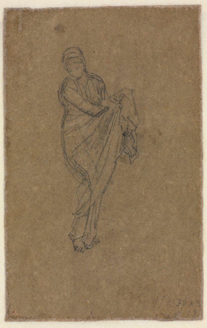 Stående kvinde holder sin kjole op, ca. 1872. af James Abbott McNeill Whistler