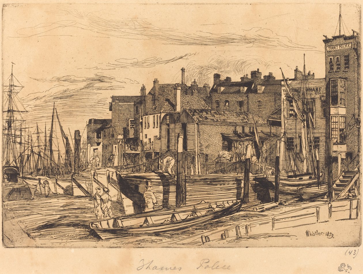 Thames Police, 1859. af James Abbott McNeill Whistler