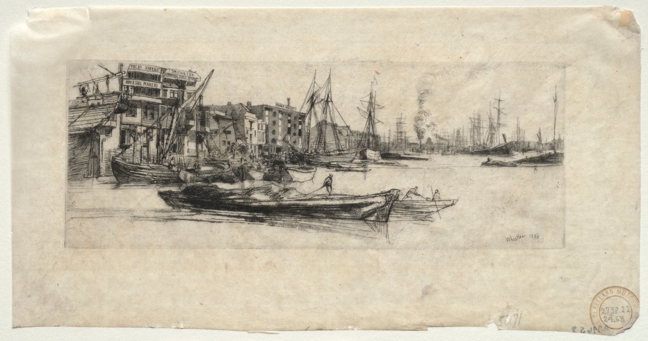 Thames Warehouse, 1859. af James Abbott McNeill Whistler