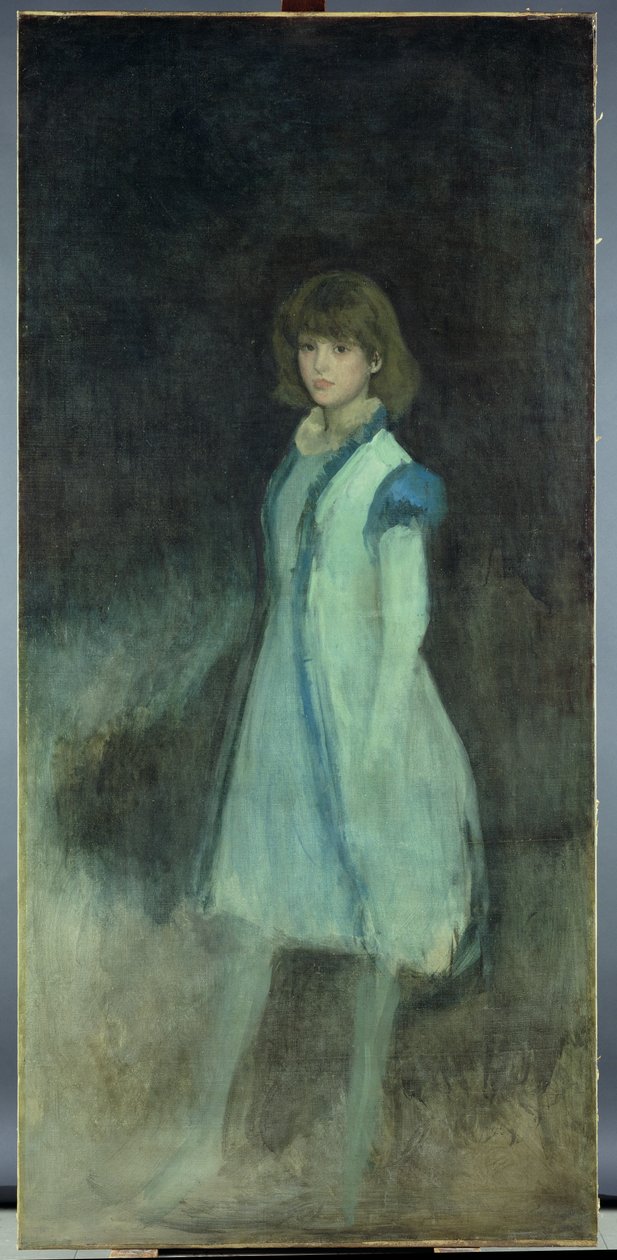 Den blå pige: Portræt af Connie Gilchrist (1865-1946), ca. 1879 af James Abbott McNeill Whistler