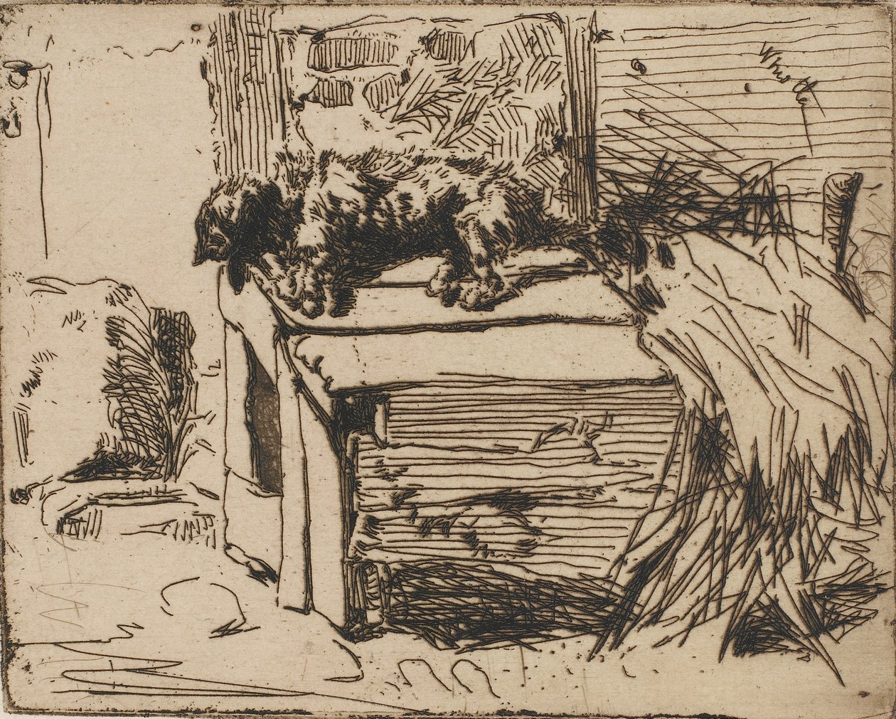 Hunden på kennelen, 1858. af James Abbott McNeill Whistler