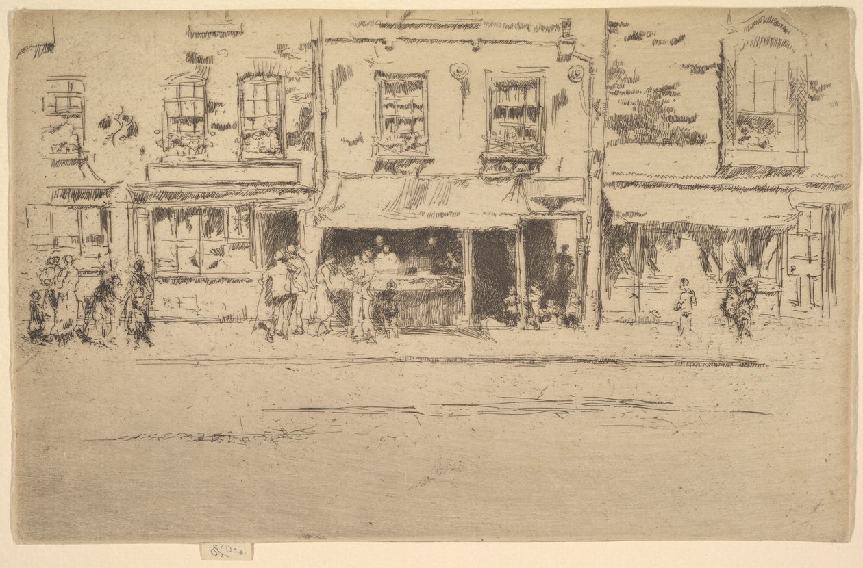The Fish Shop, travle Chelsea Fish Shop, Chelsea, 1886-87. af James Abbott McNeill Whistler