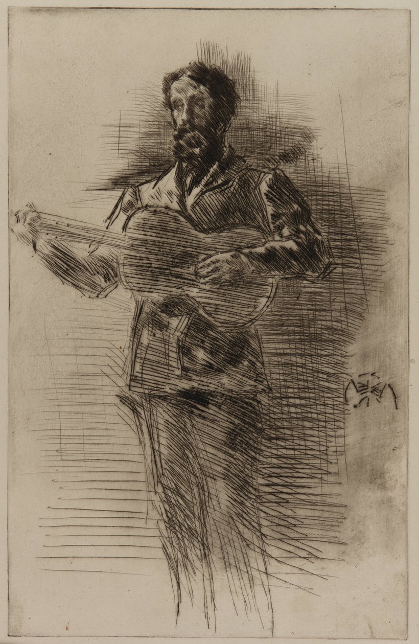 Guitarspilleren M.W. Ridley, 1875. af James Abbott McNeill Whistler