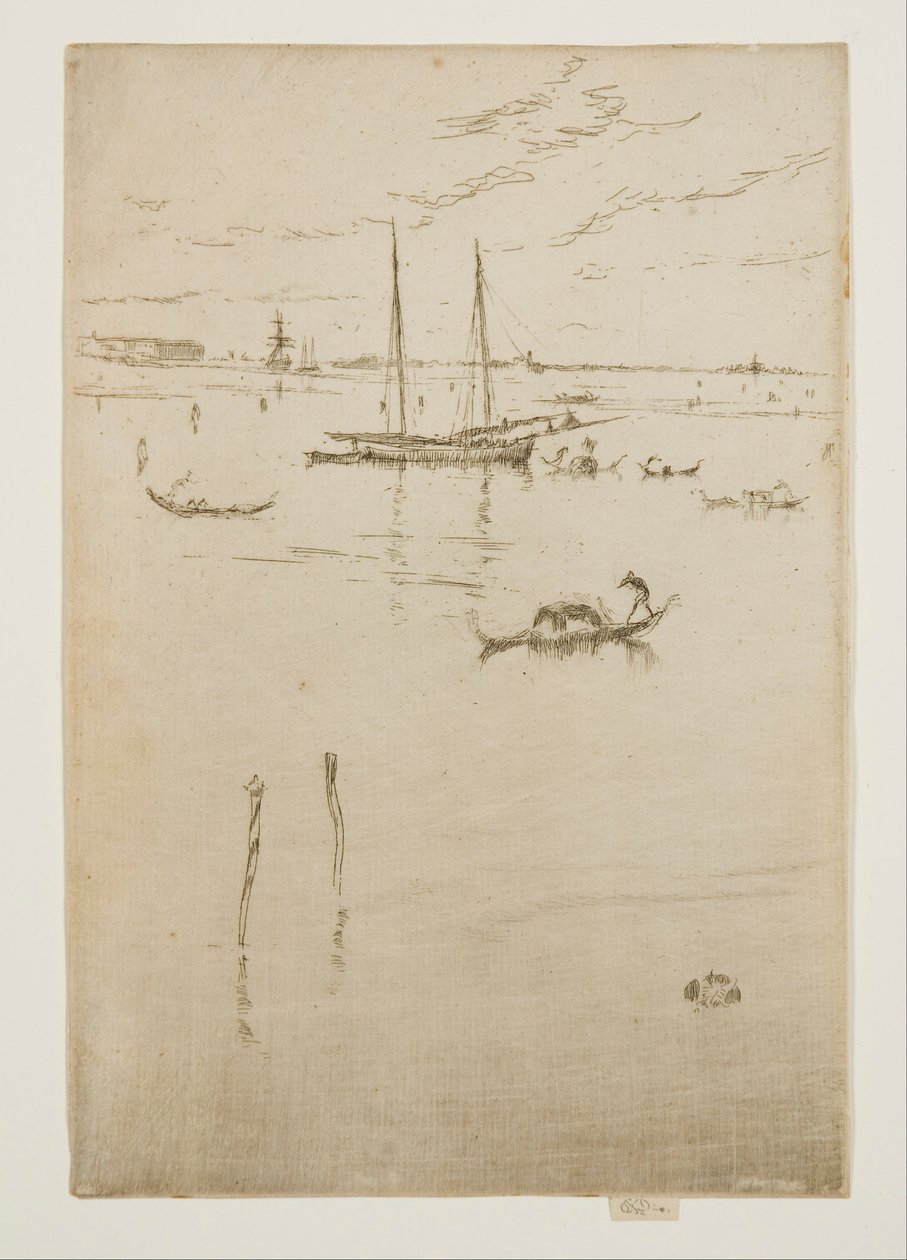 Den lille lagune, fra de tolv raderinger, også kendt som det første sæt i Venedig af James Abbott McNeill Whistler