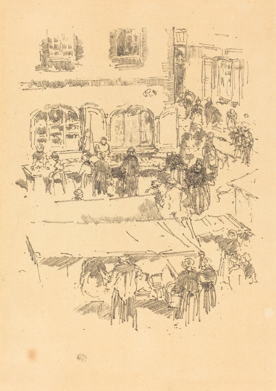 Markedspladsen, Vitré, 1893. af James Abbott McNeill Whistler
