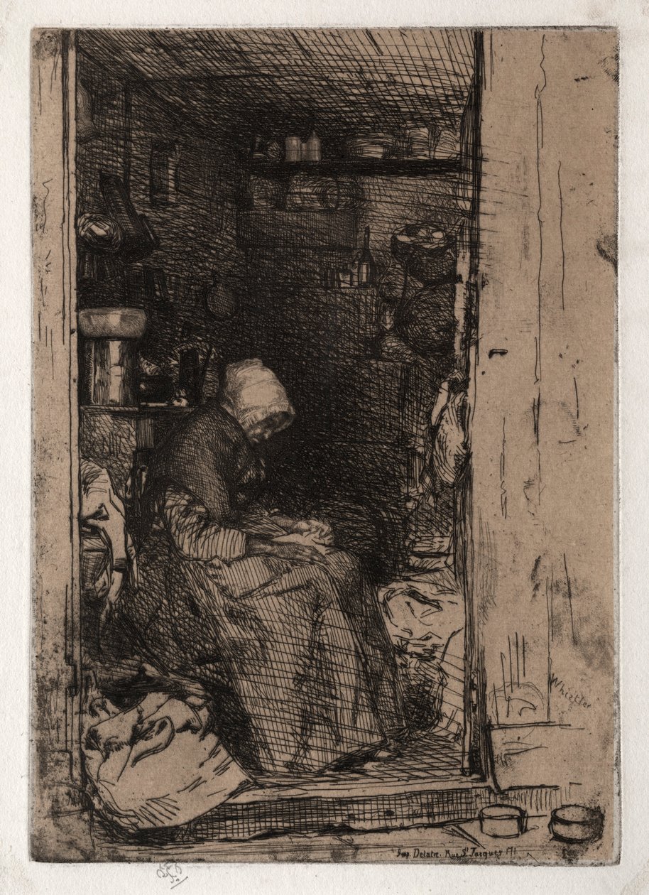 The Old Rag Woman, nr. 10 fra Tolv Etchings from Nature The French Set, 1858. af James Abbott McNeill Whistler