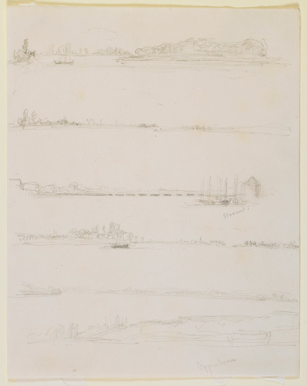 Rhinen, nær Worms og Oppeheim, 1858. af James Abbott McNeill Whistler