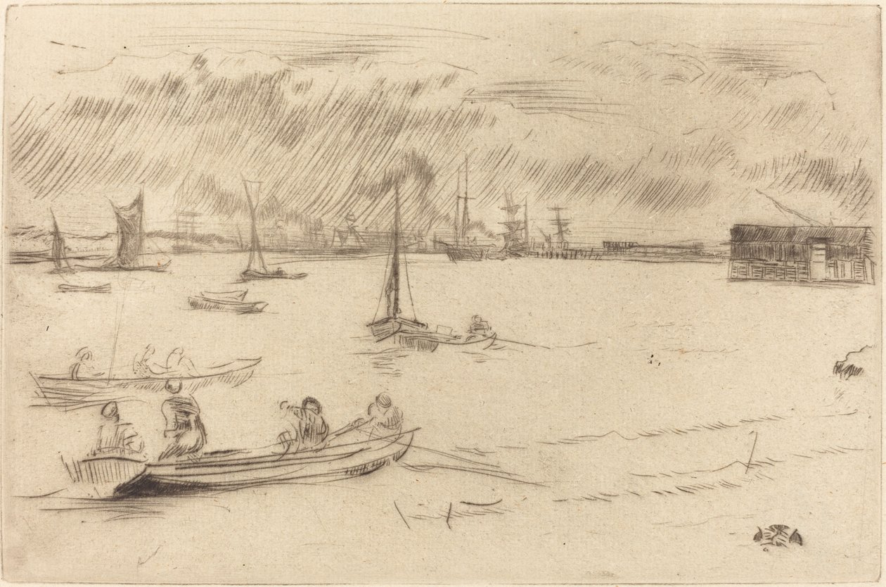 Themsen mod Erith, ca. 1877. af James Abbott McNeill Whistler