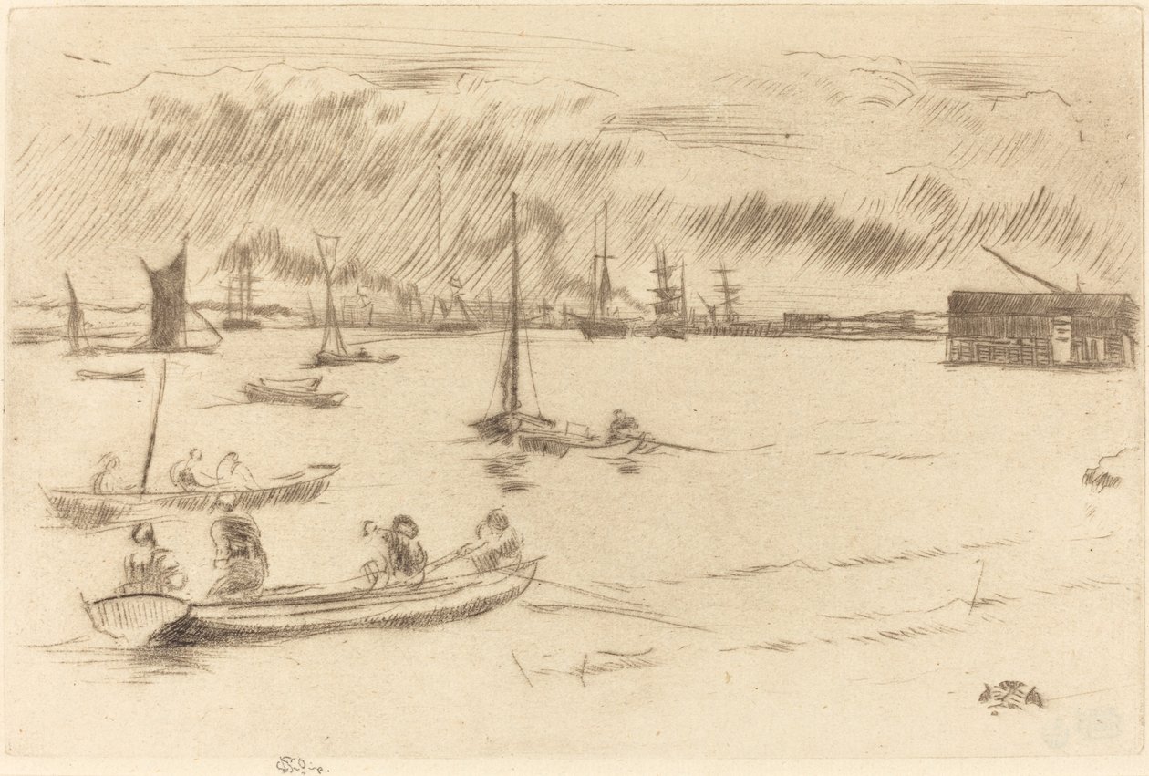Themsen mod Erith, ca. 1877. af James Abbott McNeill Whistler