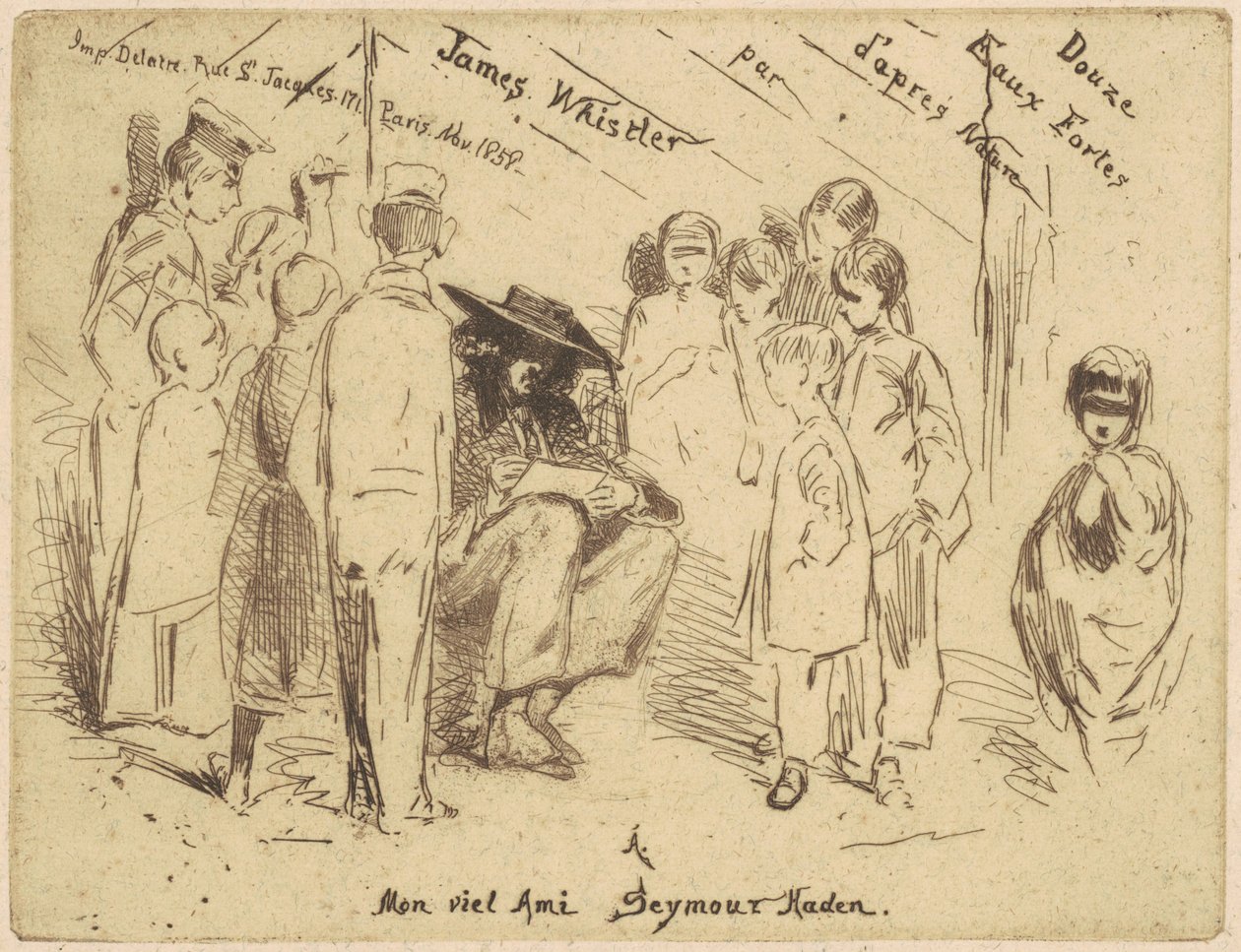 Titelbladet til Douze Eaux Fortes fra naturen, 1858. af James Abbott McNeill Whistler