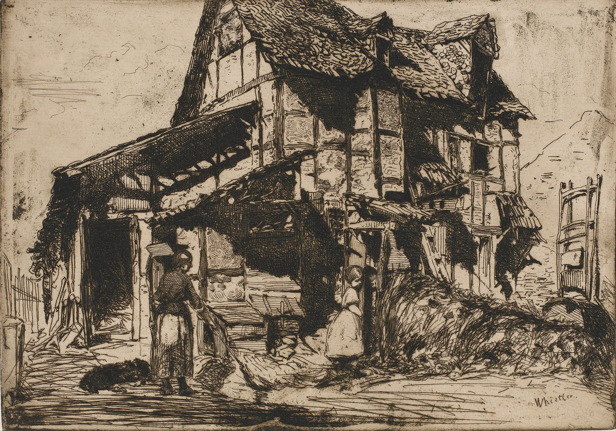 Den usikre bolig. En af de tolv ætsninger fra naturen. Det franske sæt, 1858. af James Abbott McNeill Whistler
