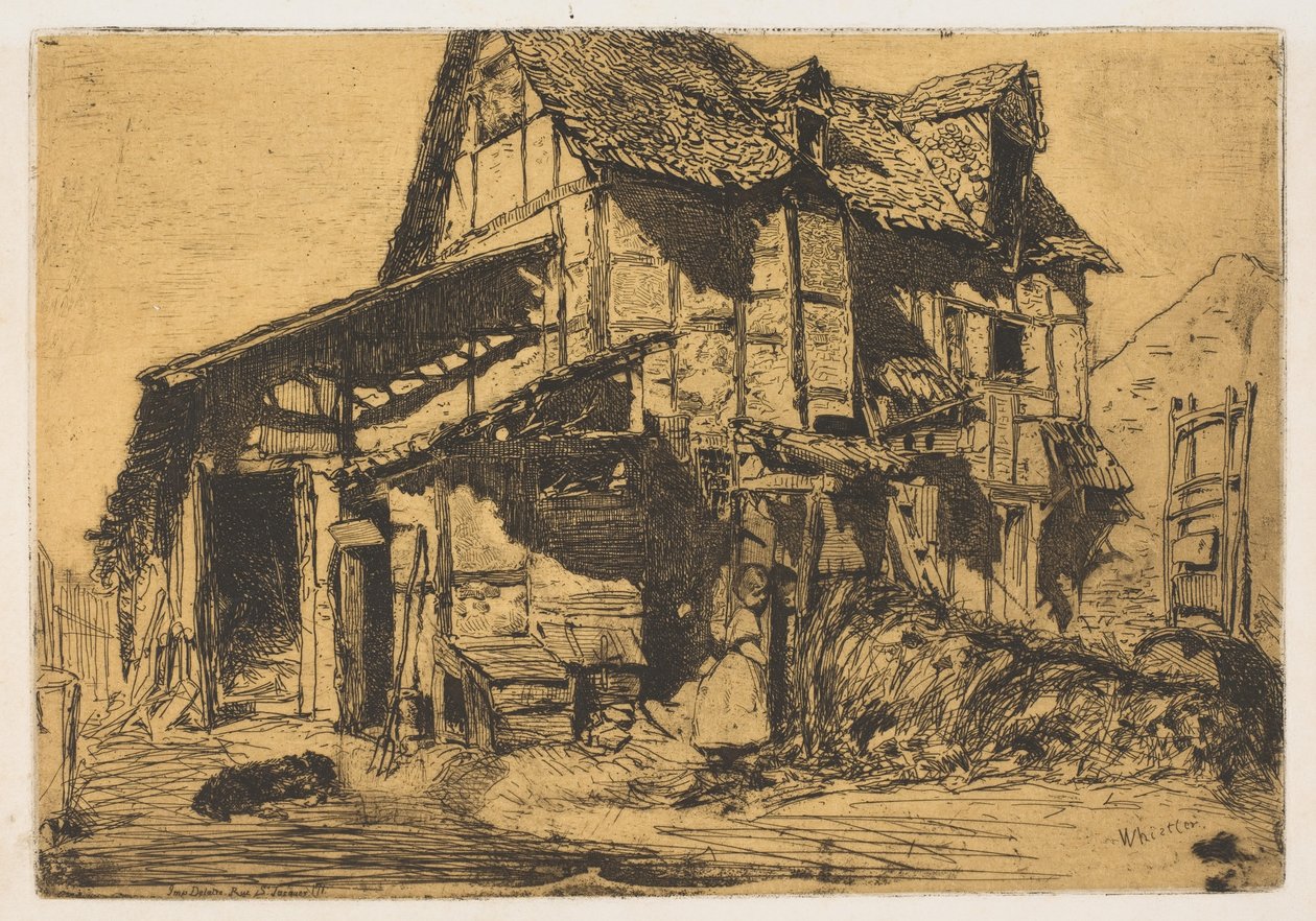 Den usikre lejlighed Den gamle gård, 1858. af James Abbott McNeill Whistler