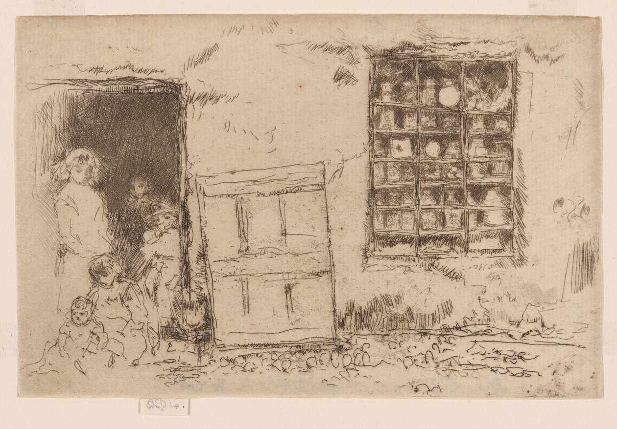 The Village Sweet Shop, ca. 1884-86 (radering; blæk på papir) af James Abbott McNeill Whistler