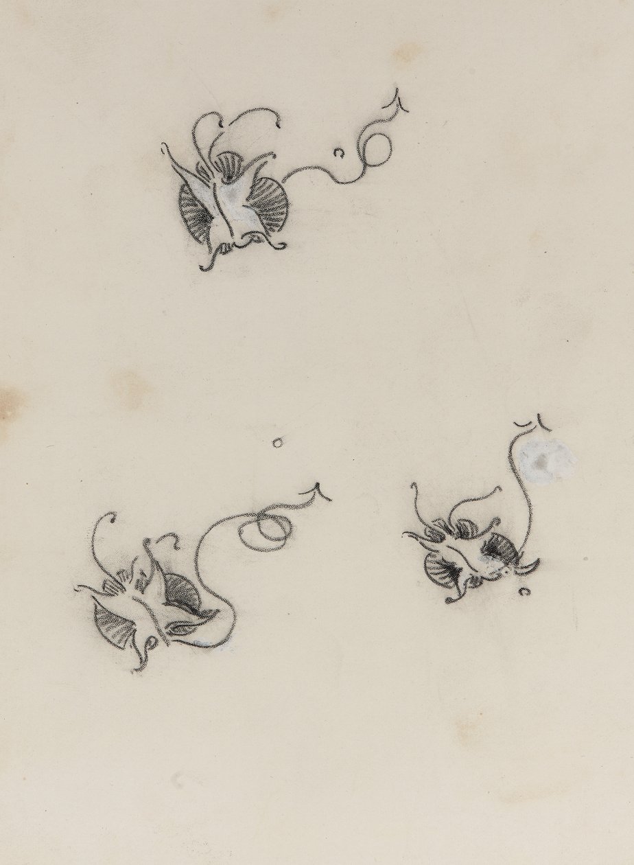 Three Whistler Butterflies (farveblyant og kinesisk hvid på litografisk overførselspapir) af James Abbott McNeill Whistler