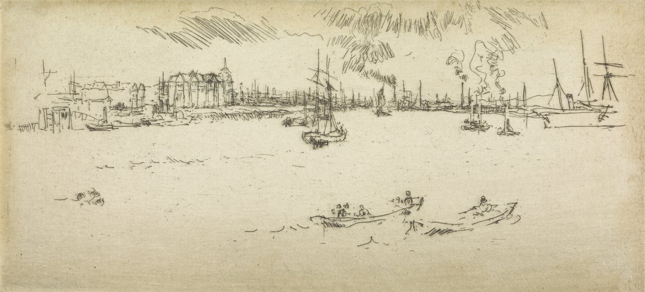 Tilbury, fra et sæt på tolv raderinger med titlen The Naval Review, 1887 af James Abbott McNeill Whistler